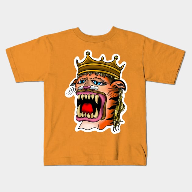 Sucky Panther Tiger King Kids T-Shirt by Lemon Disco Designs